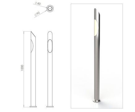 Ova aluminium illuminated bollard