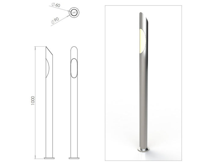 Ova aluminium illuminated bollard