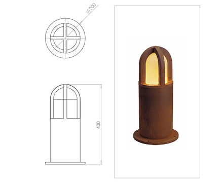 Rusty Cone 400 illuminated bollard