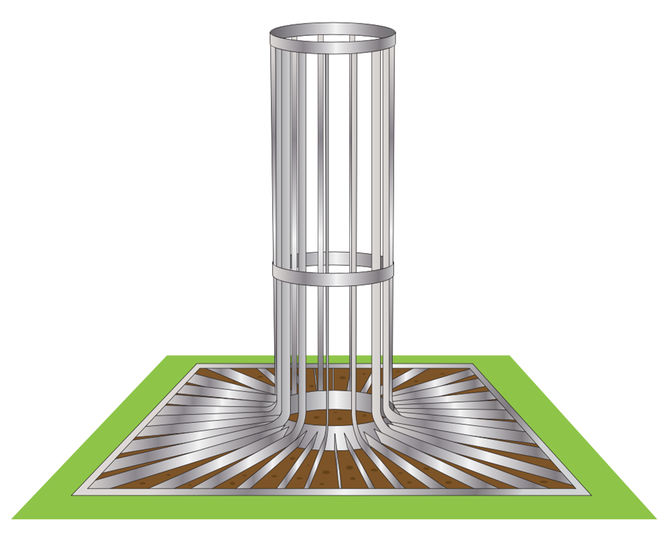 ASF 3002 steel tree grilles with guards