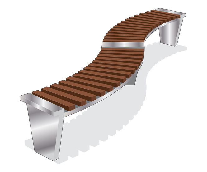 ASF 6016 steel and timber bench