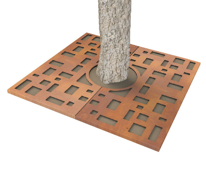 ASF Cubes square corten steel tree grille