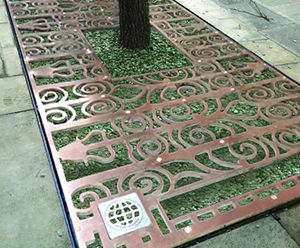 Bespoke decorative bronze tree grilles, NOMA development