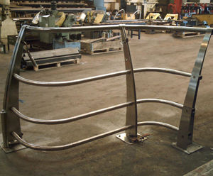 ASF curved Norwegian Gate for quayside steps, Swansea