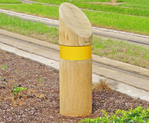 Splay Hardwood Timber Bollards - durable timber street safety posts
