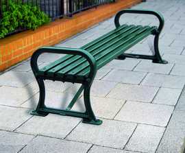Avenue Cast Iron Bench with Metal Slats