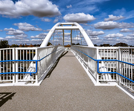 Bow arch suspended bridges
