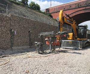 Gabion retaining wall for Horfield Cutting