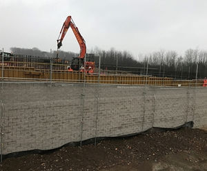 Retaining wall and reinforced soil slope for A21 road