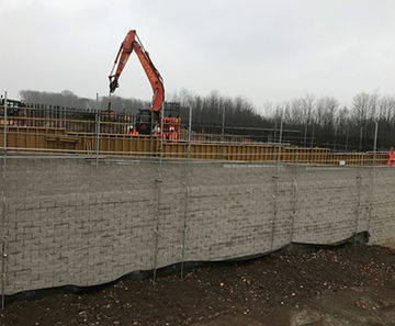 Retaining wall and reinforced soil slope for A21 road