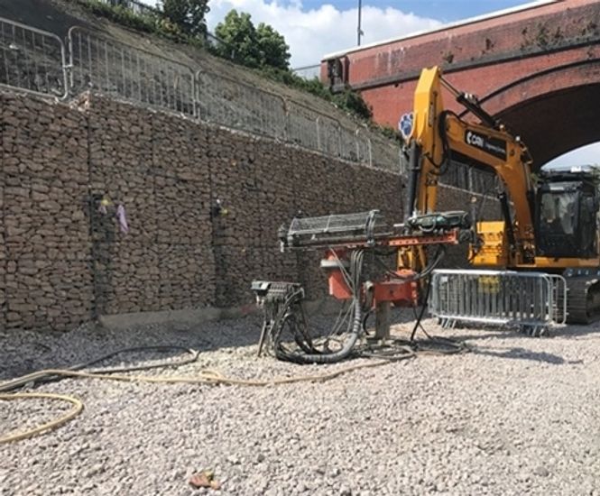 Welded mesh gabion baskets for railway cutting