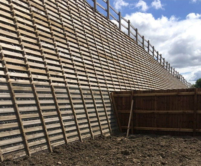 Permacrib timber crib retaining wall for Barratt Homes Phi Group