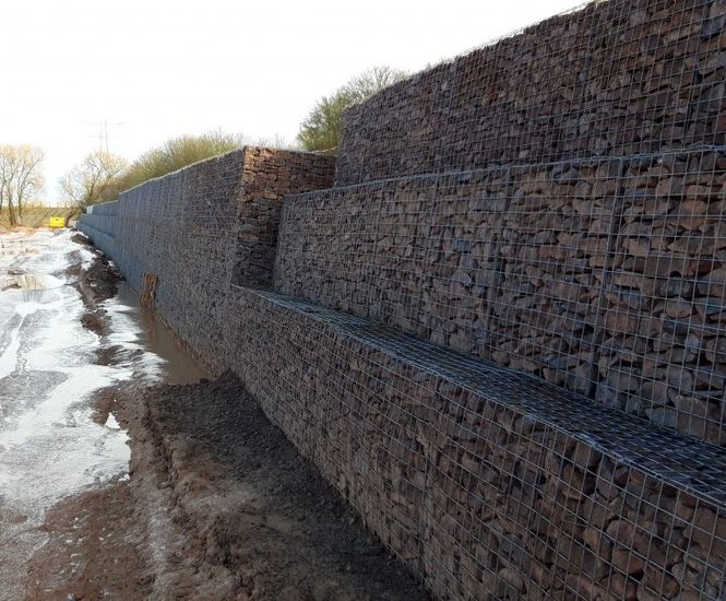 Gabion basket retaining wall for housing development Phi Group
