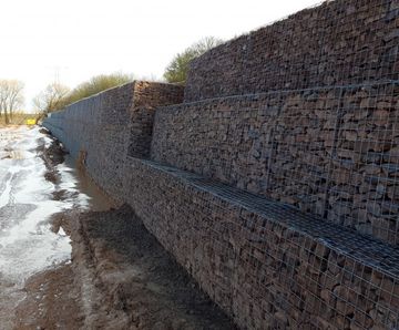 Gabion basket retaining wall for housing development