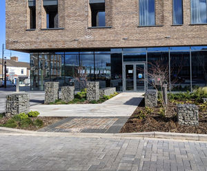 Gabion retaining wall systems for hotel and car park
