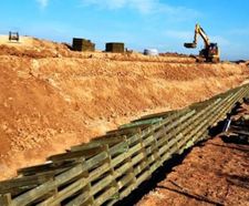Retaining wall for production facility expansion