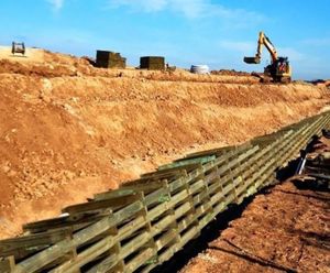 Retaining wall for production facility expansion