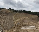 Timber crib and gabion basket retaining walls for quarry - on this page
