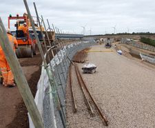Textomur reinforced soil slope for rail freight terminal