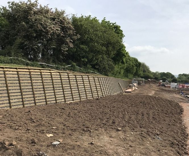 Timber crib retaining wall for new housing development