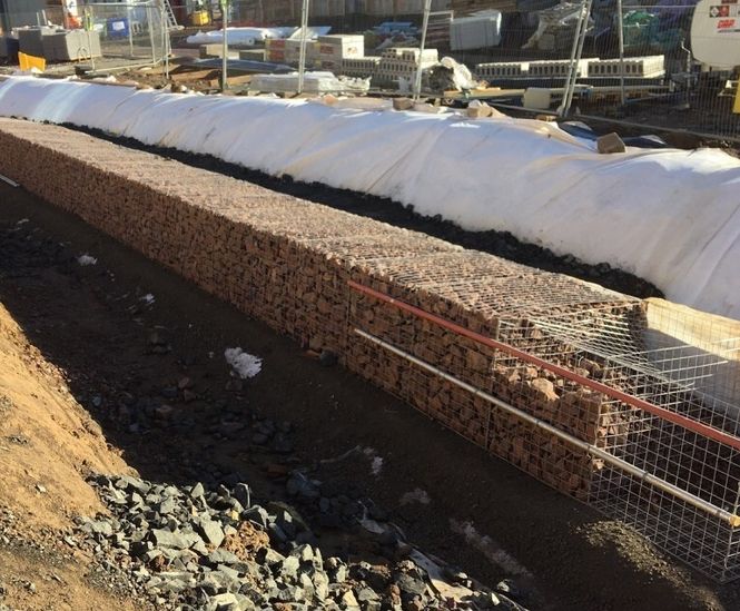 Gabion basket retaining wall for new National Robotarium