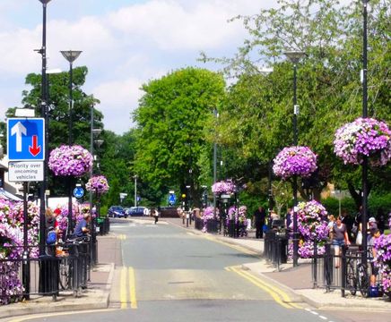 Lamp-post basket flower displays