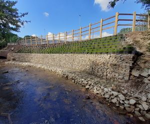 Stabilisation and remediation of collapsed riverbank