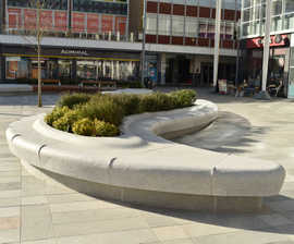Bespoke curved granite benches revitalise town centre