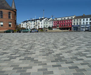 Mixed grey granite commercial paving