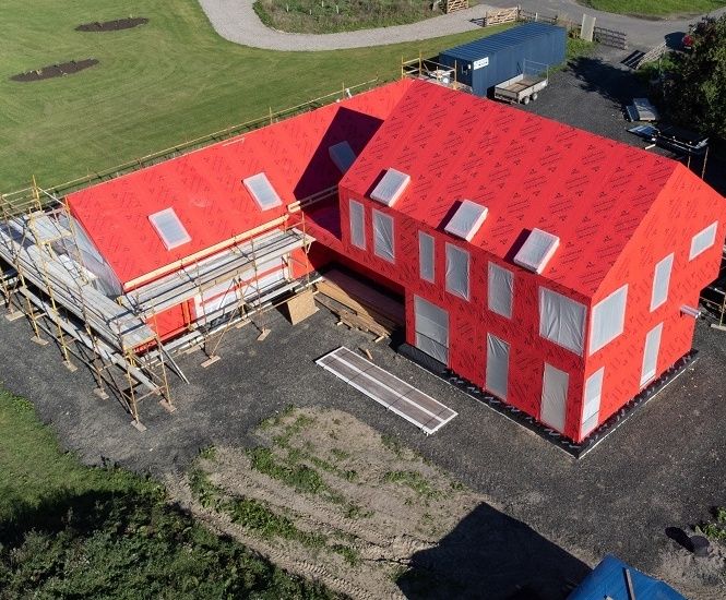 Air barrier for new self-build sustainable farmhouse