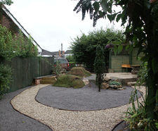 Japanese style dry garden featuring sedum matting