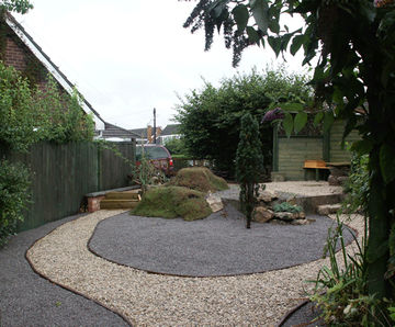 Japanese style dry garden featuring sedum matting