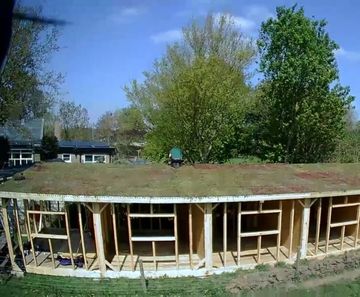 Green roof for new rustic bunkhouse - Perlethorpe Centre