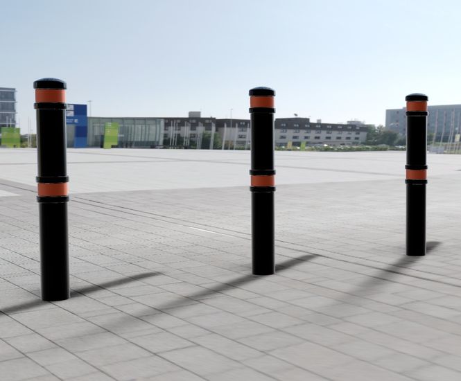 GFC4500 (Hardwick)- steel bollard, cast iron cap & rings, 114 dia