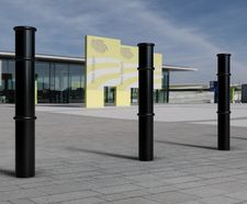 GFC3000 - steel bollard, cast iron cap & rings, 114 dia