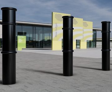 GFC6000 - steel bollard, cast iron cap & rings, 165 dia