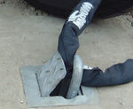 Motorcycle locking loop - cast-in