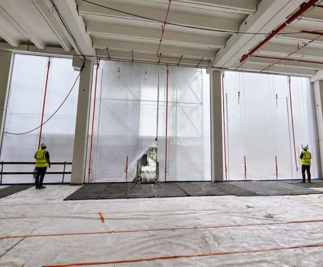 Flexiscreen temporary weather protection enables early fit-out works
