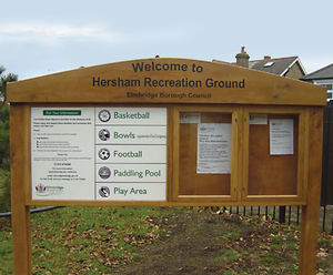 Solid oak signage for council's parks and cemeteries