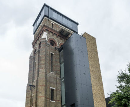 Water tower transformed using Sikatack panel adhesive