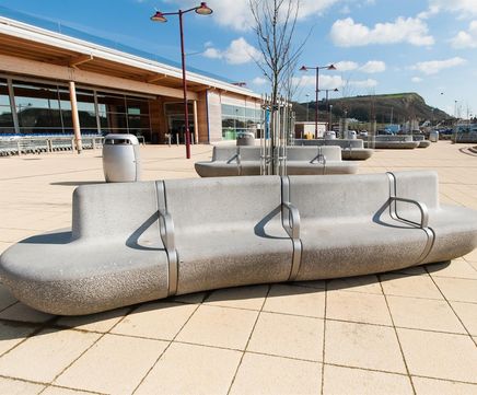 Igneo Seat - modular cast concrete outdoor bench for public spaces