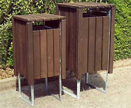 Woodland rustic timber clad litter bin