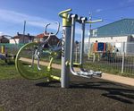 Inclusive play and outdoor gym equipment for play area