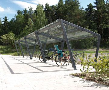 Edge - contemporary glass and stainless steel cycle shelter