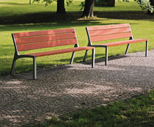 Miela cast aluminium park bench with wooden slats