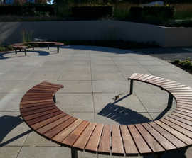 Circular outdoor benches for Kestral House premises