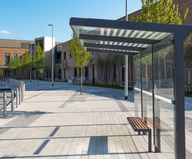 Bus shelters for new care units at Omagh Hospital