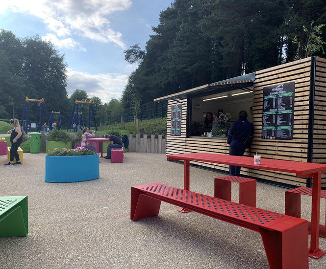 Colourful street furniture for Stormont play park refurb