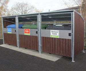 100% recycled plastic and galvanised steel wheelie bin stores