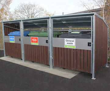 100% recycled plastic and galvanised steel wheelie bin stores